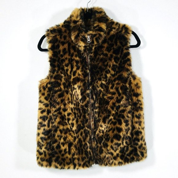 J CREW Sz XS FAUX FUR LEOPARD PRINT FULL ZIP VEST - Picture 10 of 10